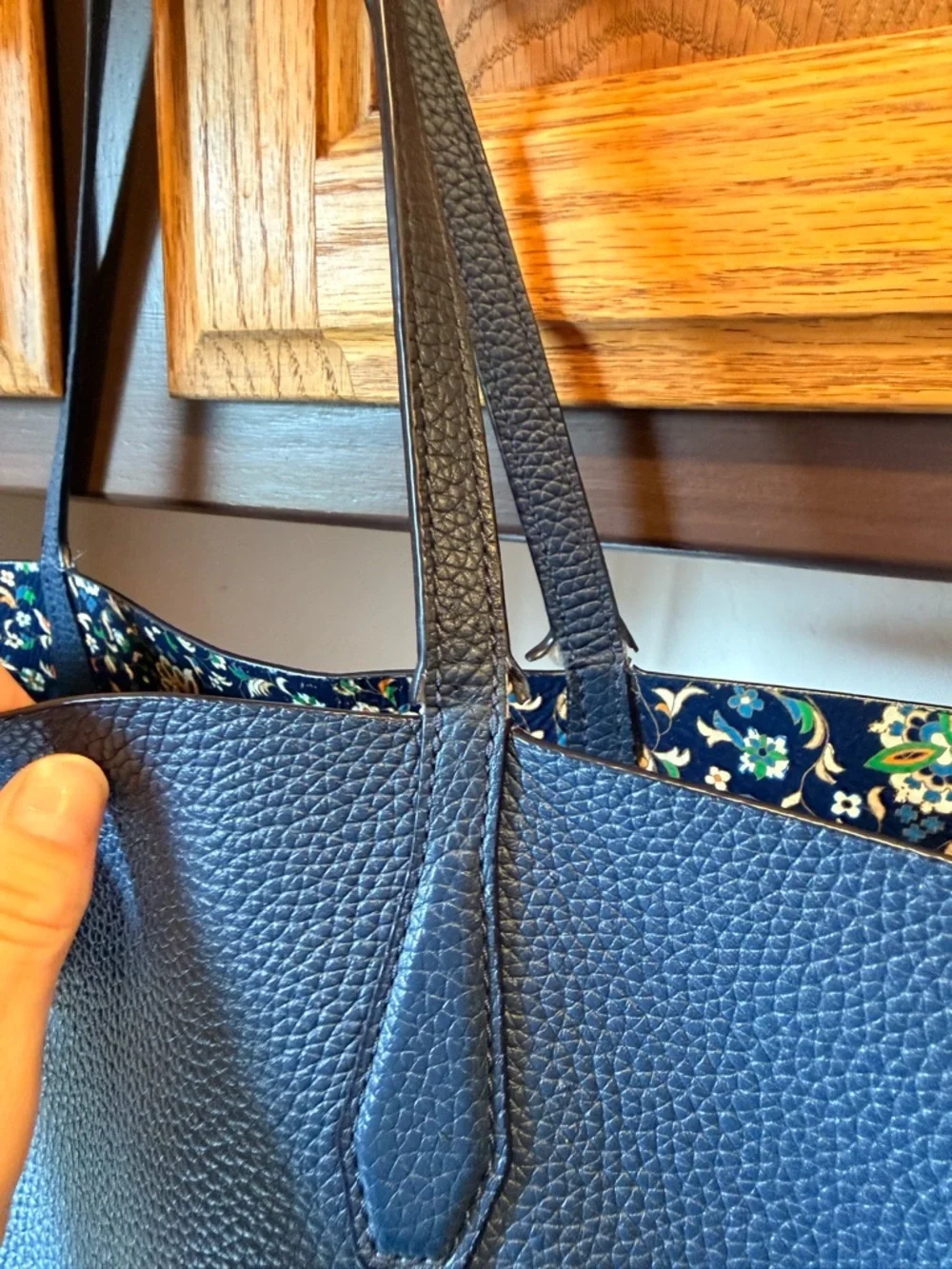 Tory Burch Navy Pebbled Leather Tote